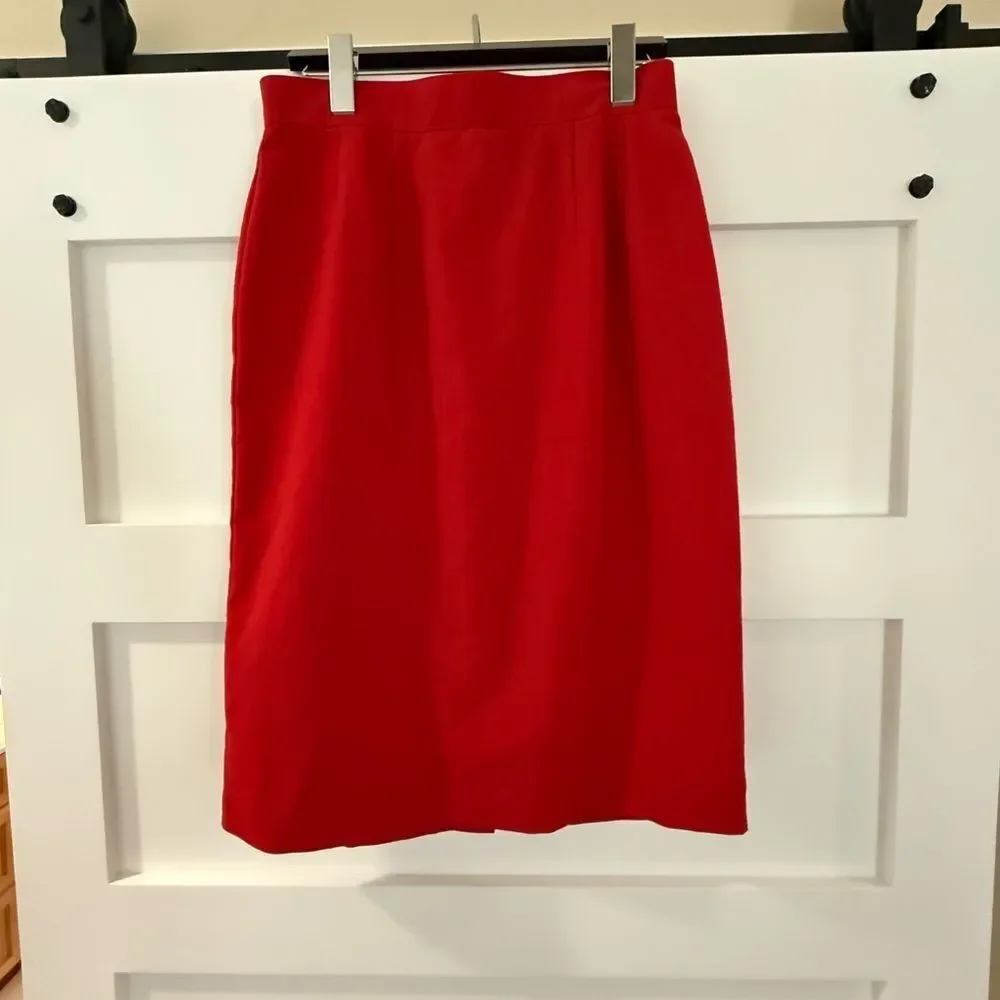 Vintage Requirements red pencil skirt with slit size 12 - Picture 2 of 10